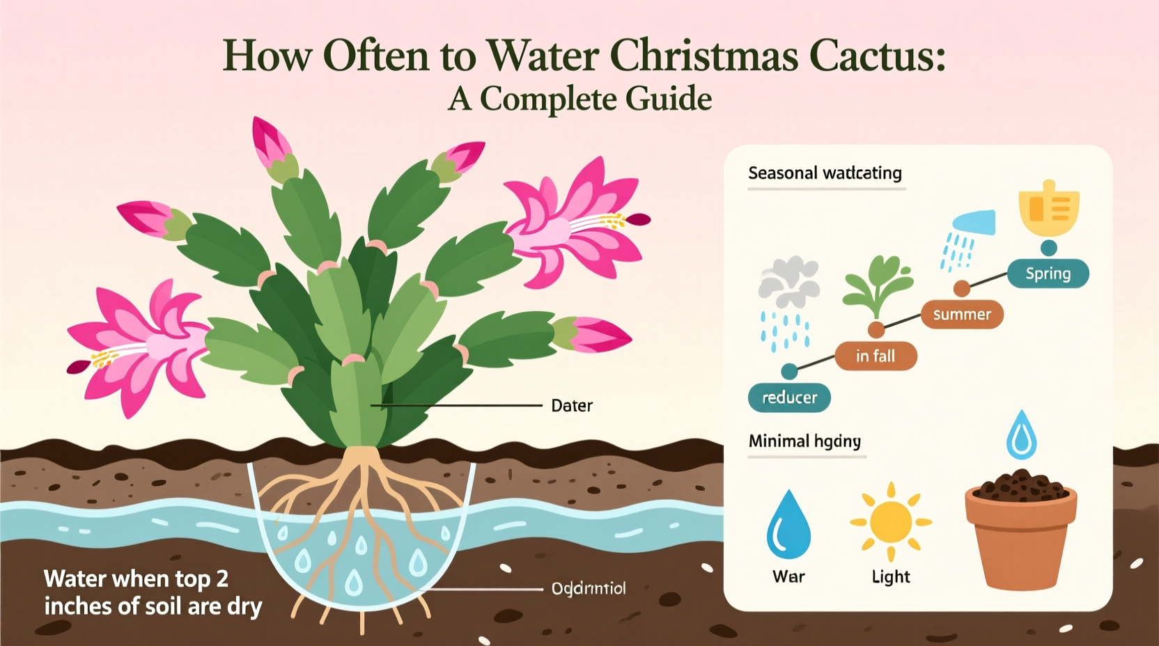 Watering a Christmas cactus while checking soil moisture