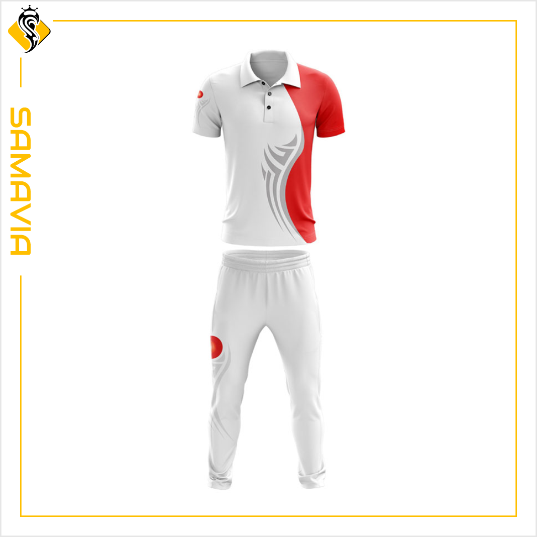 Red ball contrast white cricket uniform Red ball contrast white cricket uniform