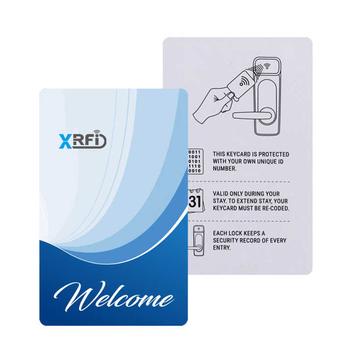Hotel key card with security encryption symbols