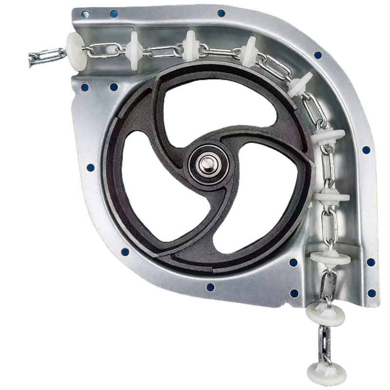 chain disc feed conveyor corner assembly