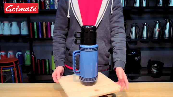 1litre 2 Cups Glass Inner Thermos Vacuum Flask
