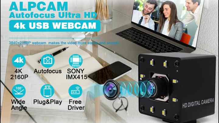 ELP 4K USB Webcam Night Vision Autofocus IMX415 Lightburn USB