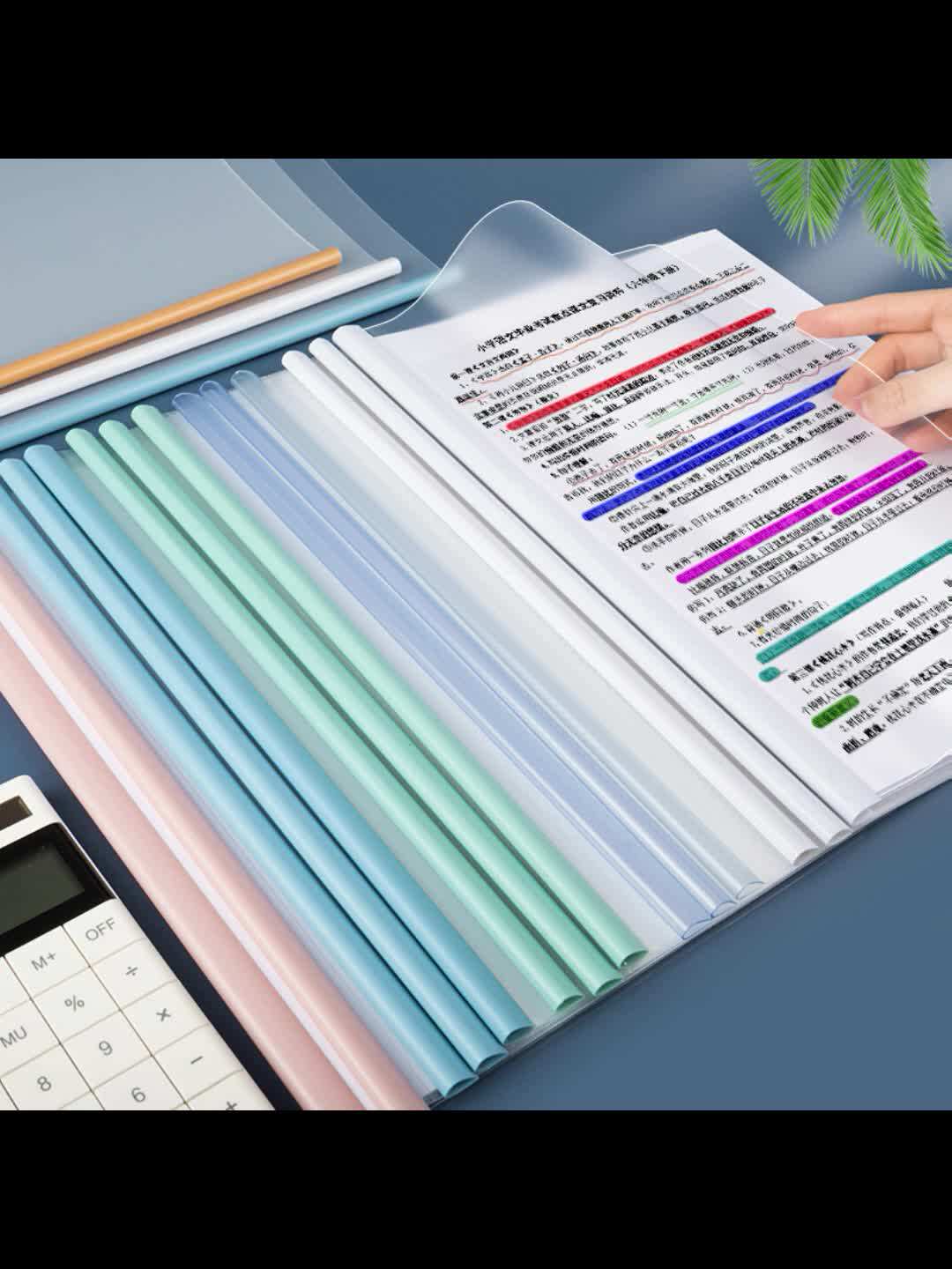 10 Pack Clear Report Covers A4 Size With Sliding Bars, 15mm Presentation File Folders Binder, 130 Sheet Capacity, 5 Assorted Colors