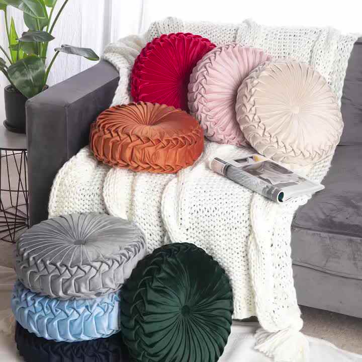Waterproof Vintage Round Pumpkin Velvet Throw Pillow Cushion For