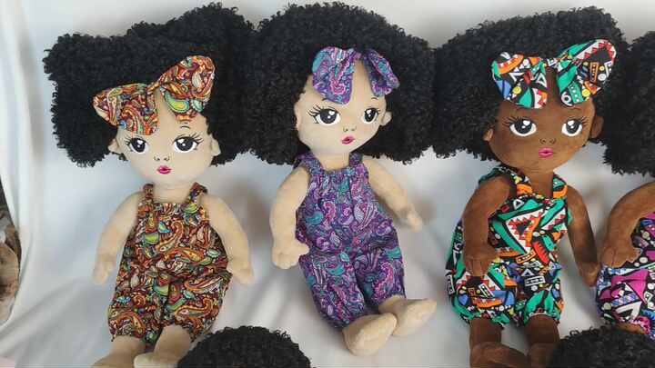 Wholesale Handmade Baby Black Plush Toy Doll Set for Girl Christmas Doll