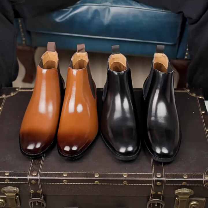 High Quality Italian Genuine Leather Chelsea Boots for Men