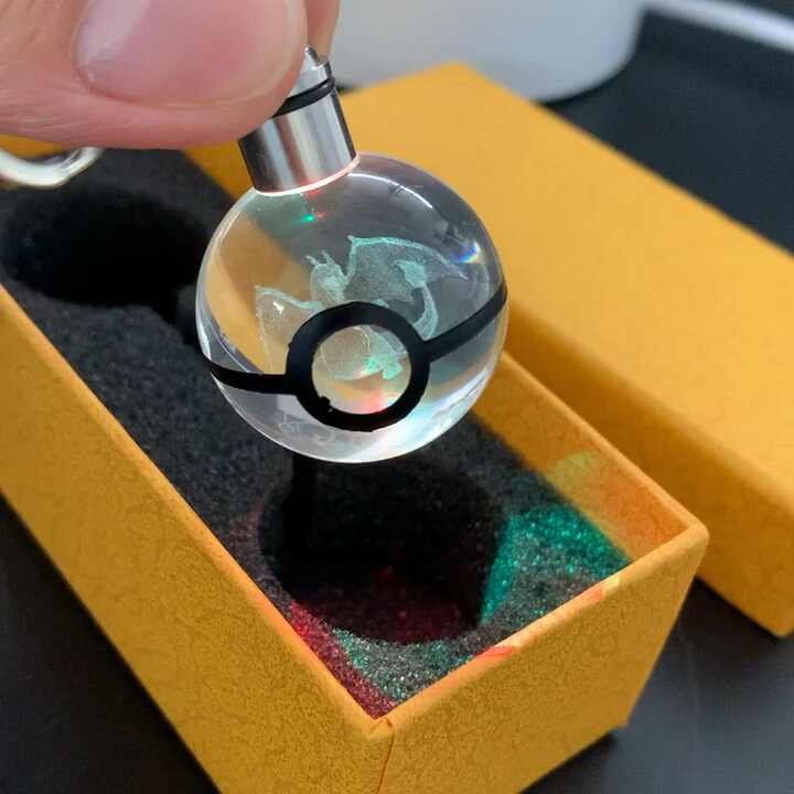 30mm Crystal Pokeball Keychains with LED Light - Wholesale