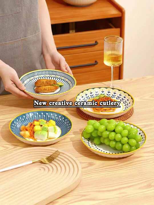 Nordic Ceramic Baking Plates and Dishes Porcelain Salad Ramen Bowls  Dinnerware Set Kitchen Accessories
