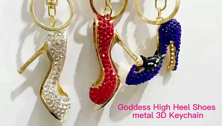 Portachiavi a forma di tacco creativo Portachiavi di lusso con strass in cristallo per scarpe da donna Accessori per gioielli con ciondolo per telefono  36