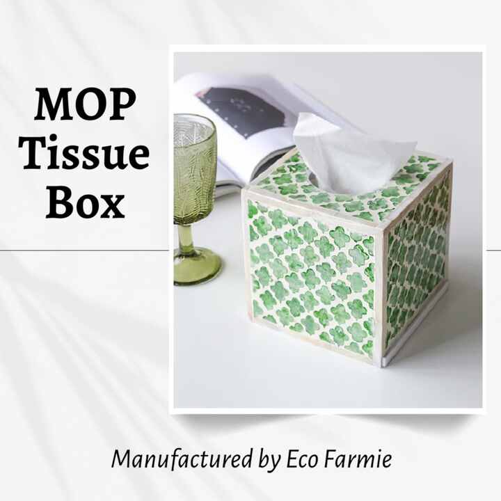 Eco Farmie MOP Tissue Box - Handmade Bone Inlay Storage