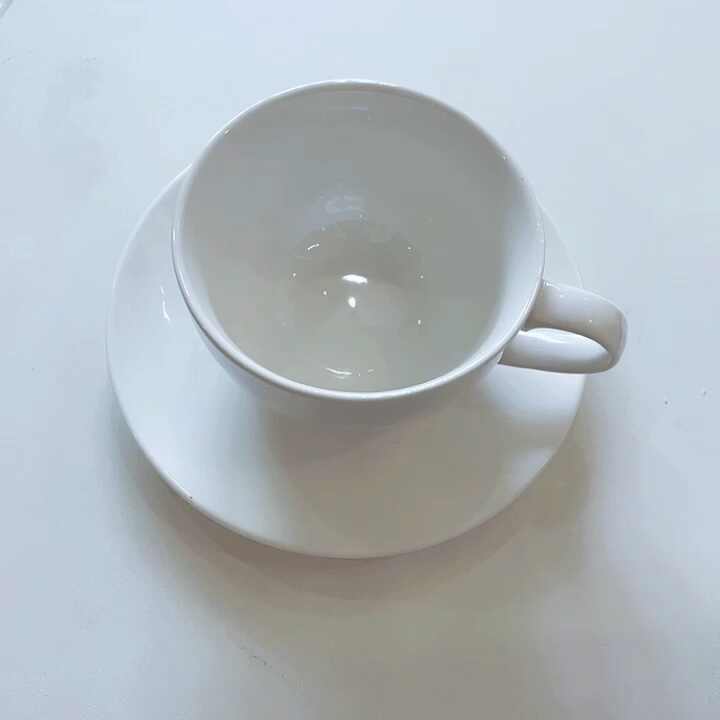 Coffeezone Tazza e piattino in ceramica per latte e cappuccino, Mate per caffetteria e barista, arancione opaco, 300 ml