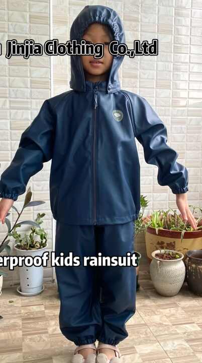 Children Overall Rain Suit Cute Boys Cartoon Rain Jacket and Bib