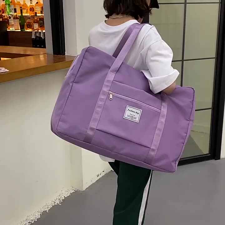 KARRESLY Travel Duffel Bag For Women - Waterproof Weekender, Gym Tote, Overnight Bag With Shoulder Strap (Purple)