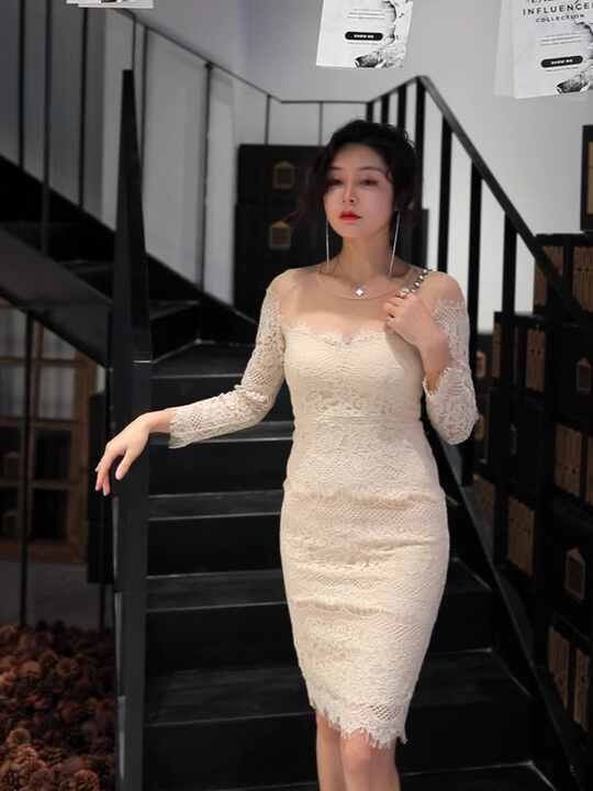 ZYHT 1715 Women Sexy Korean Floral White Black Bodycon Elegant Dress Lady  Evening Party Slim Lace Dresses