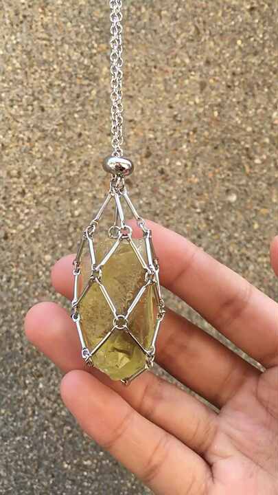 Healing Interchangeable Pouch Stone Necklace Adjustable PU Leather