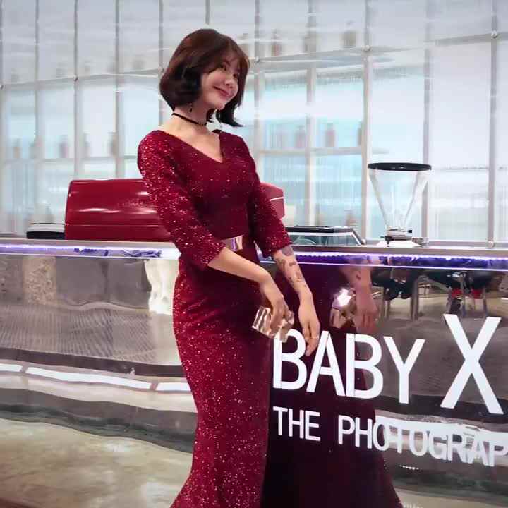 Dark Red Evening Dress Gown Long Sleeve Vintage Muslim Mermaid Prom Dress  Special Occasion Formal Dresses