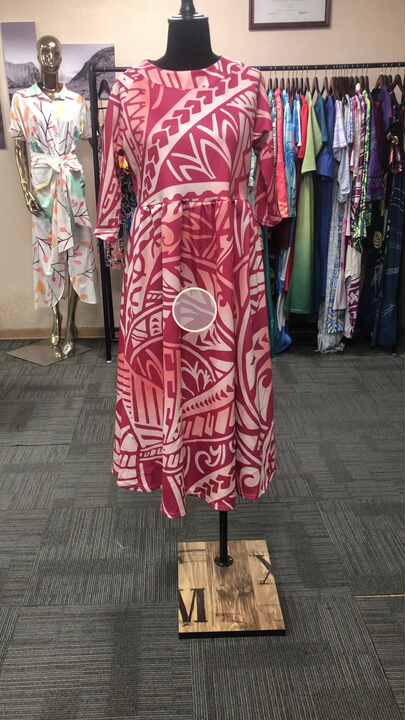 O-Neck Tropical Tribal Pacific Island Printed Long Dress Oversized Elegant  Polynesian Samoan Sexy Formal Dress for Women