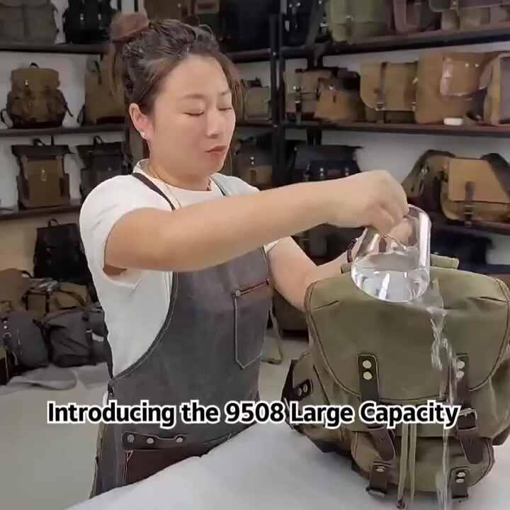9508 Large Capacity Leather Canvas Backpacks for Men