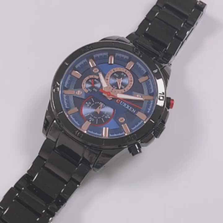 CURREN Orologio Uomo Quarzo 8274 - Quadrante Blu, Cinturino Acciaio Argentato, 45mm, 3ATM