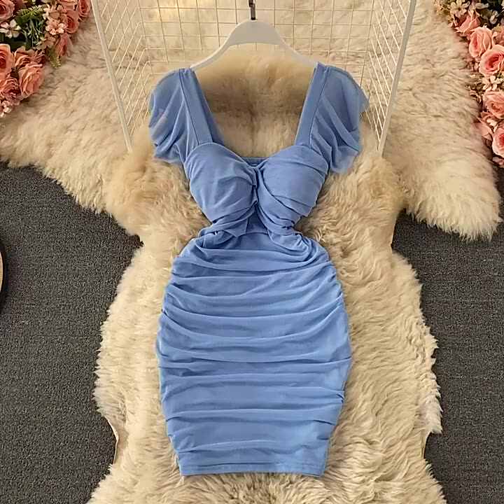 knee length dresses for ladies Taupe Gold Shimmer Mini Dress – Alana Puff Sleeve Babydoll Style main image 0