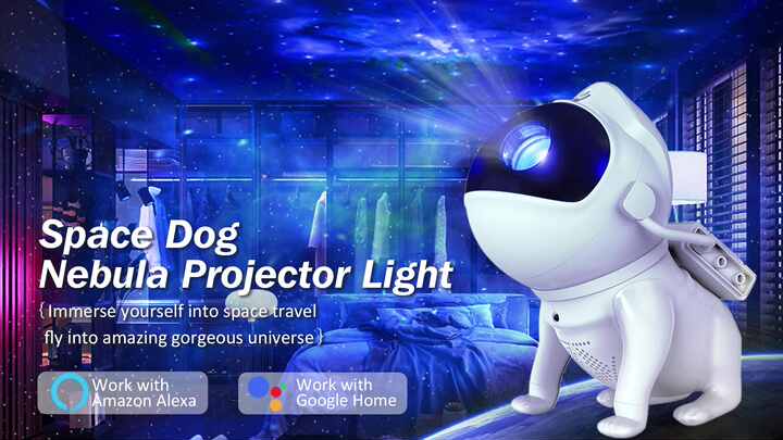 Space Dog Projector Night Light White Noise Starry Sky