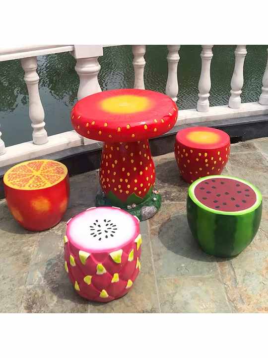 Resin Fruit Seat Stool Ornament Perfect for Yard Decoration