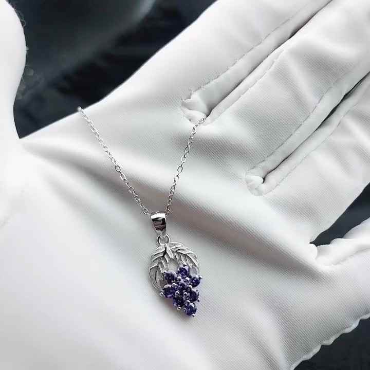 アクセサリー Grape Earhoop & Pendant 925 Silver Set 925 Sterling Silver Jewelry Sets Romantic Cherry Blossoms Flower