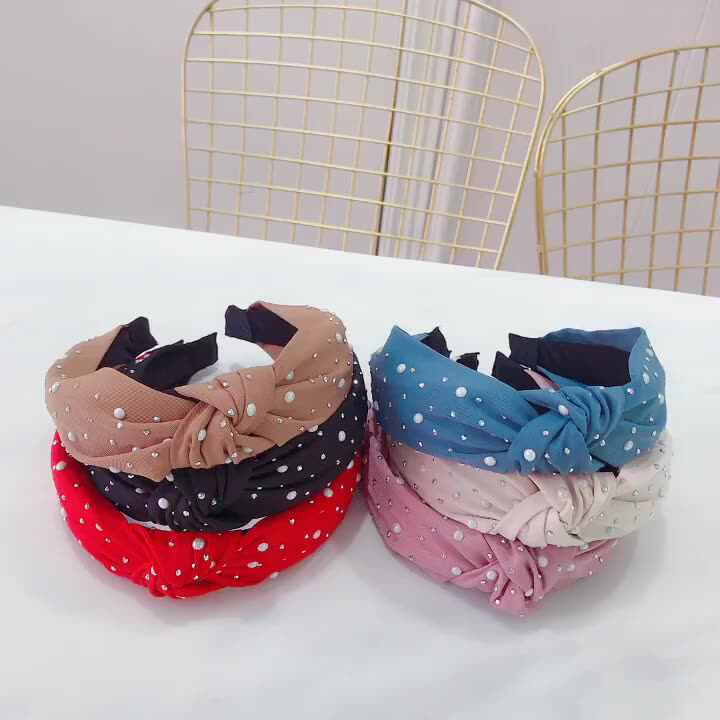 2021 Fashion Girls Headband Handmade Shining Pearls Rhinestone