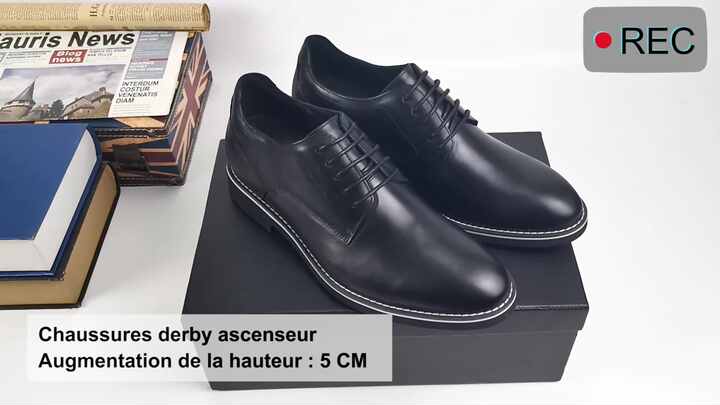 Battle Men Zapatos De Ascensor Para Hombre Con Aumento De Altura, Zapatos Formales De Vestir De Cuero Genuino Con Punta Puntiaguda, Tacón De Bloque De Color Sólido, Formal Para Hombre, Negro, 6
