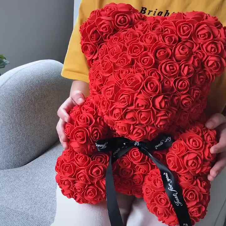 Gorgeous Red Rose Teddy Bear with Gift Box - 25cm