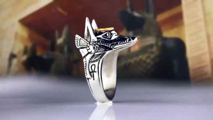 QF01 Stainless Steel Egypt Cross Anubis God Finger Rings for Men