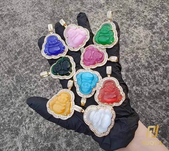 Hip Hop Icy Clear Cubic Zircon Buddha Pendant Necklace