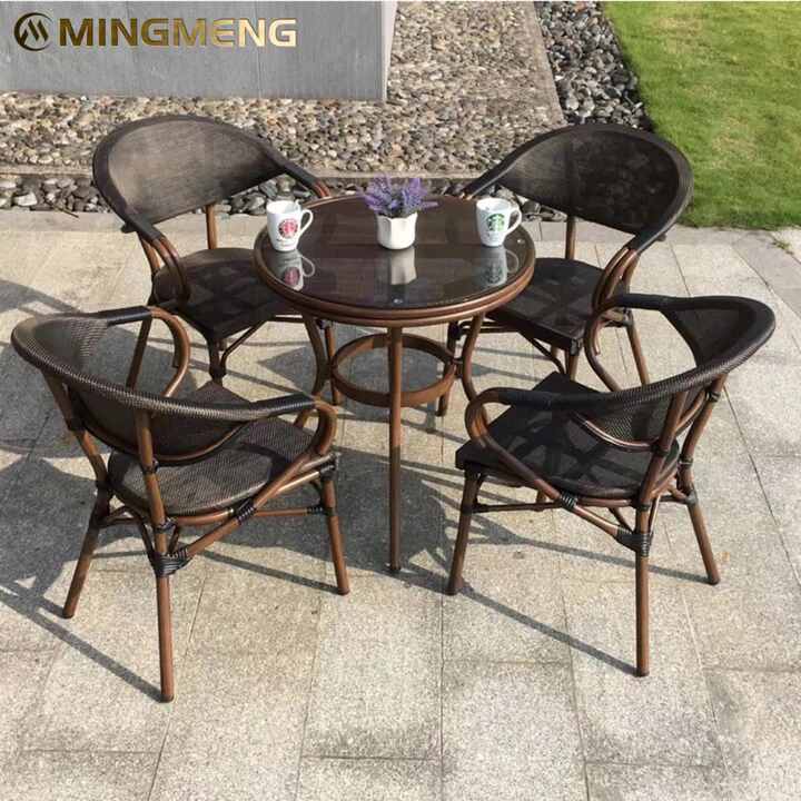 Outdoor Furniture Set Durable Plastic PVC Wicker Armchairs