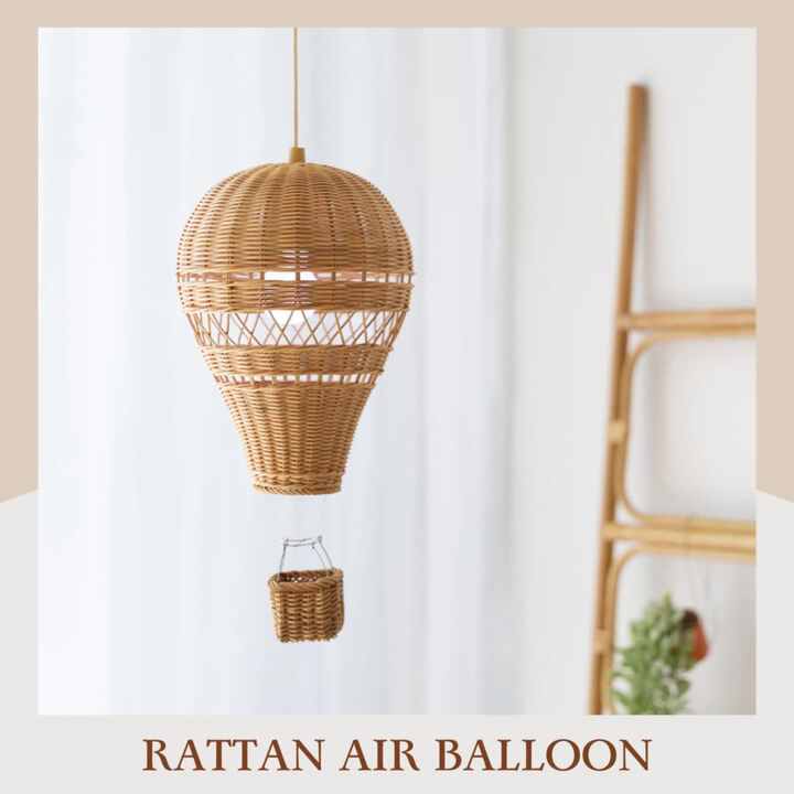 Hanging Hot Air Balloon Nursery Decor Eco-Friendly Rattan