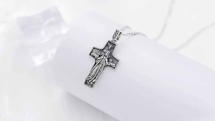 アクセサリー vintage silver925 Jesus cross necklace Jesus Cross Necklace Pendant Pure 925 Sterling Silver