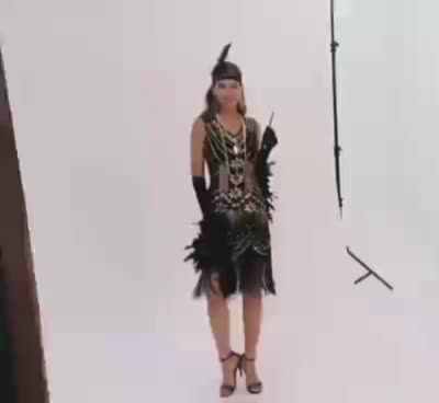 1920s Flapper Dress Great Gatsby Party Evening Sequins Beaded Fringed Dresses Gown Dress with 20s Accessories Set Sexy Women
