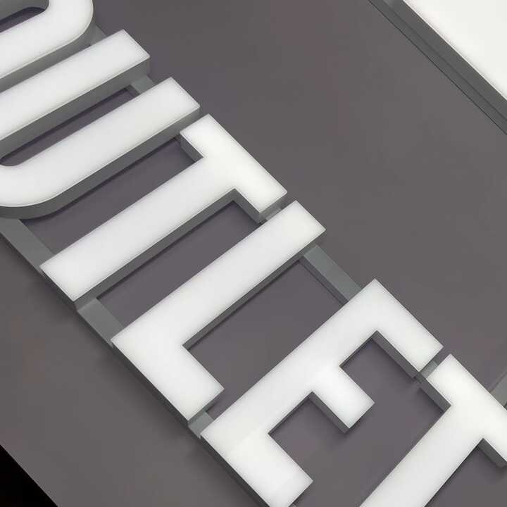オーダー背面発光LEDチャンネル文字 箱文字 看板 室外用 サイン ステンレス オーダー背面発光LEDチャンネル文字 箱文字 看板 室外用 サイン