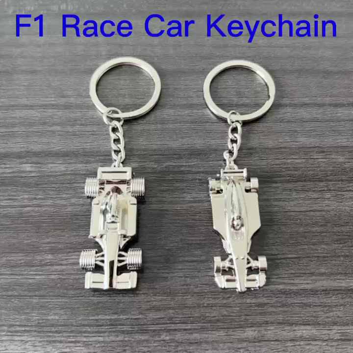 F1 Racing Car Keychain – Zinc Alloy Metal Key Ring Keyfob For Men, Cool Gift For Car Lovers (Silver)