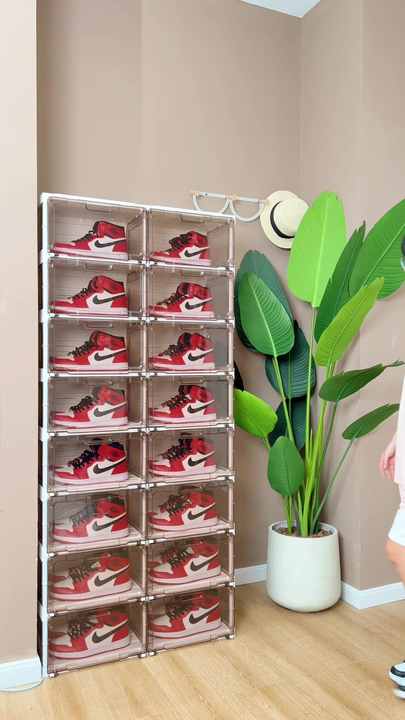 ANTBOX Foldable Shoe Rack,Shoe Organizers for Closet Plastic Shoe