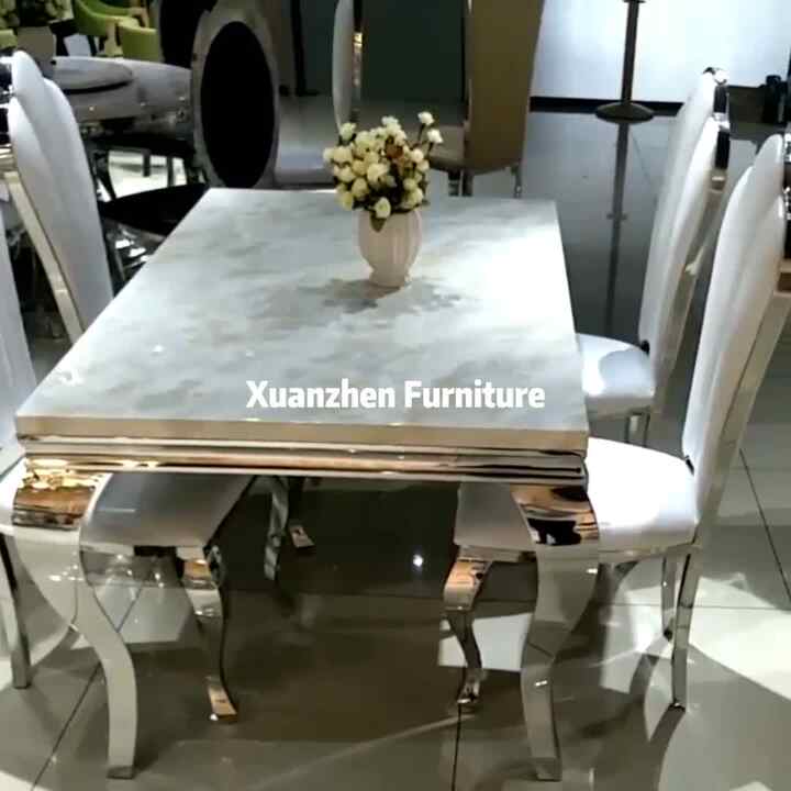 Modern Stainless Steel Marble Dining Table Chairs for Dining
