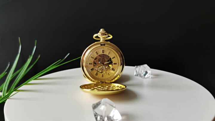 Custom Made Double Opened Design Classic Golden Pocket Watch