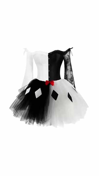 Sexy Movie Costume Women Corset Dress Halloween Black White