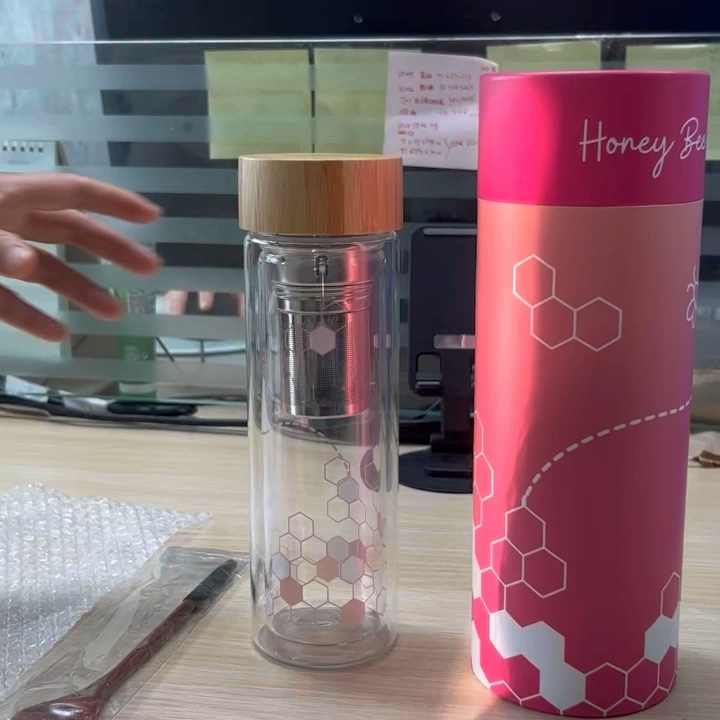 10oz 12oz Clear Heat Proof Tea Coffee Tumbler Double Wall Glass Travel Tea  Mug Leak Proof Tea Infuser Bottle with Strainer - Main Image