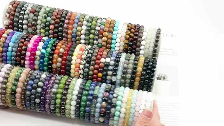 Bracciale Con Perline In Pietra Di Cristallo Da 8 Mm. Accessori Per Gioielli Regolabili Con Catena Elasticizzata Curativa Per Le Donne | SHEIN ALIA - Foto 8