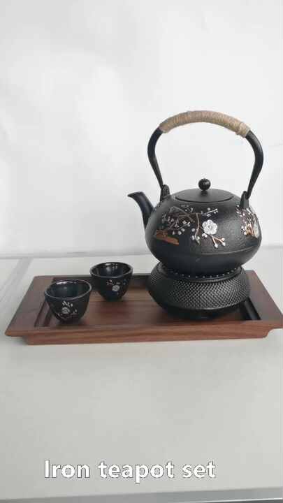 1200ml 40オンス日本テツピン黒鉄ケトル安全コーティングエナメル鋳鉄