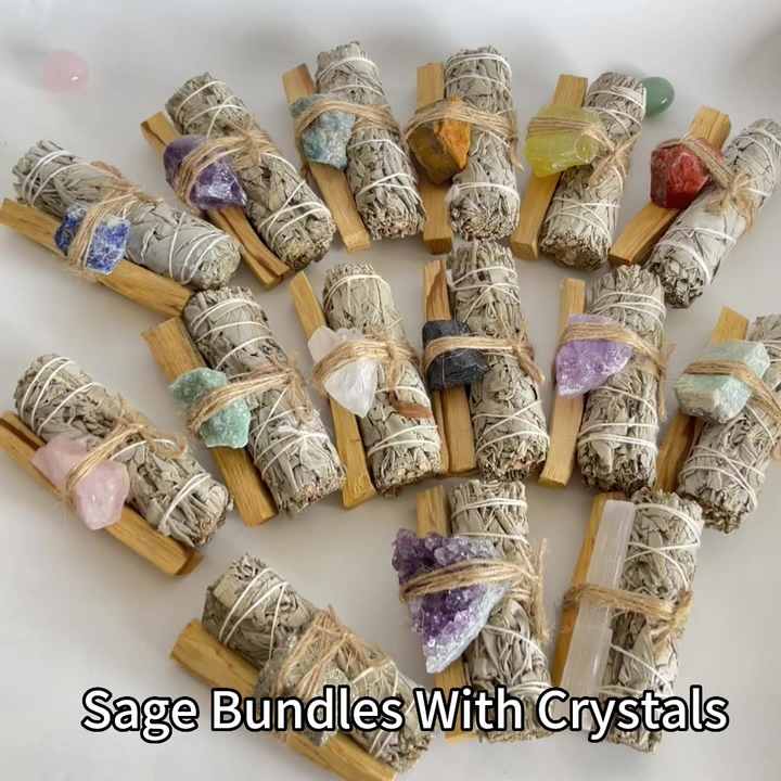 Sage Smudge Kit With Crystal Home Cleansing Negative Energy Selenite