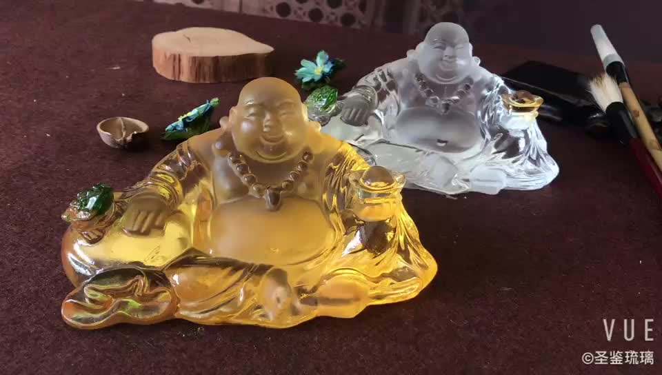 Dropshipping Fast Delivery Crystal Liuli Laughing Maitreya Statue Blessing Car Interior Decoration