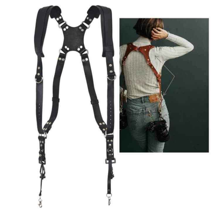 Tracolla A X Per Fotocamera E Binocolo - Regolabile, In Nylon E Pelle, Doppia Spalla, Ideale Per Birdwatching E Outdoor - Foto 10