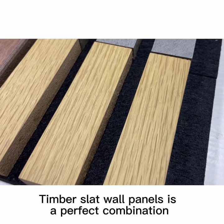 Fireproof Wood or Melamine Finish Polyester Acoustic Wall Wooden Polyester Board Slat Wood Slat