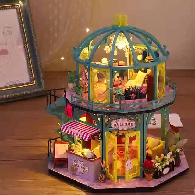 Handmade Ecofriendly Diy Dollhouse With Mini Christmas Tree Bookcase
